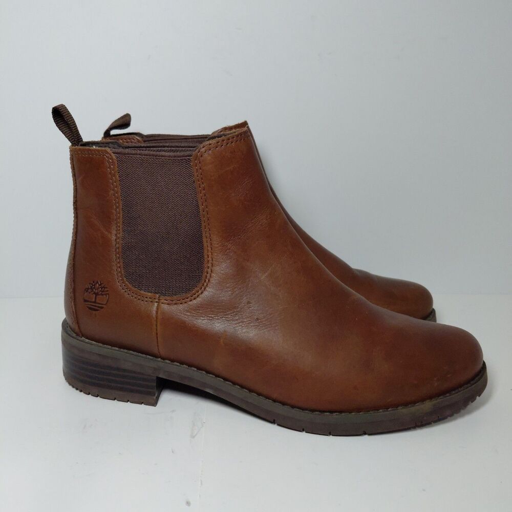 Timberland Brown Chevalier Chelsea Leather Pull on Boots Women's Size 7.5